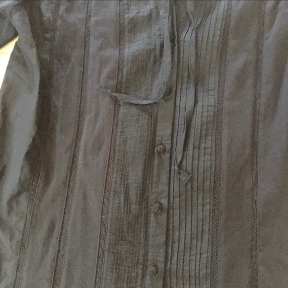 Anthropologie Deletta Navy Screen Striped Pintuck - Picture 3 of 6